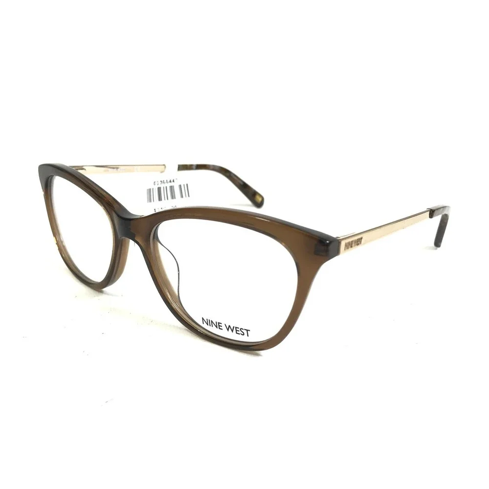 Nine West Eyeglasses Frames NW8004 210 Clear Brown Gold Cat Eye 52-17-135